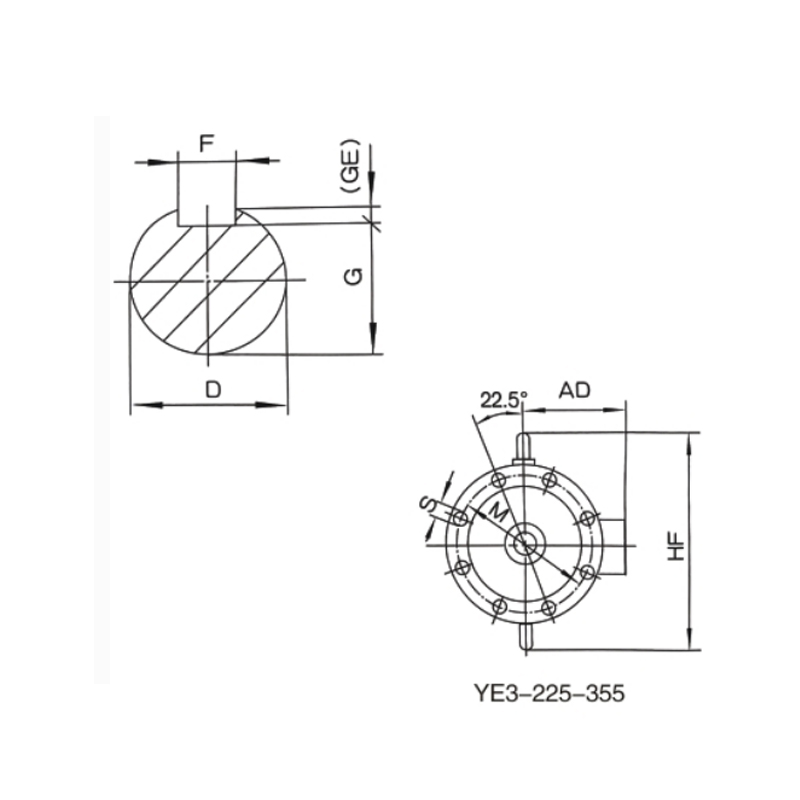 立式安裝、機(jī)座不帶底腳、端蓋上有凸緣的電動(dòng)機(jī)